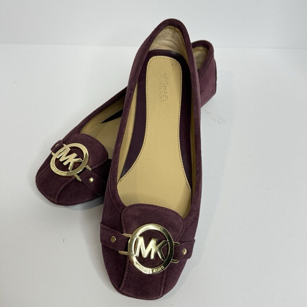 Never Worn Michael Kors MK Fulton Moc Suede Ballet Shoes Wine Women Size US 7